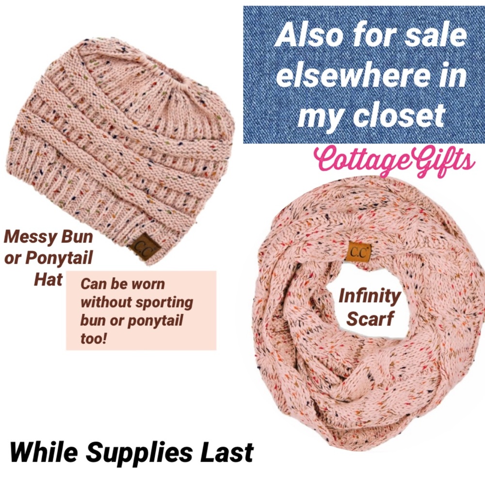🆕Boutique Messy Bun Beanie Hat Cap Knitted - Picture 5 of 5